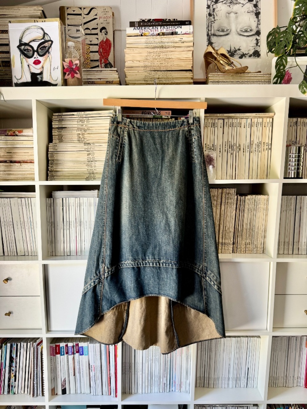 GAP Y2K Denim Western Bustle High-Low Skirt vintage maxi late 90s early 2000s